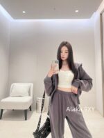 ACNE Studios' self retained funds. Extremely comfortable 2024 SS early autumn new collection  hooded back letter printed logo hoodie set - Image 7