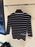 Prada White Rich Beauty Dress EssentialSuper Show Body 2024 Early Autumn New Collection Classic Inverted Triangle Jacquard Letter Logo Round Neck Wool Knitted Seven Sleeve Sweater for Women - Image 13