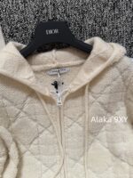 DIOR gift box packaging  High version D   2024 AutumnWinter New Collection  Classic White Diamond Pattern Hoodie with Embroidered Butterfly Pattern on the Back Pocket Teddy Hairy Cashmere Coat for Women - Image 11
