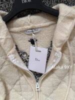 DIOR gift box packaging  High version D   2024 AutumnWinter New Collection  Classic White Diamond Pattern Hoodie with Embroidered Butterfly Pattern on the Back Pocket Teddy Hairy Cashmere Coat for Women - Image 14