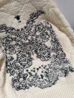 DIOR gift box packaging  High version D   2024 AutumnWinter New Collection  Classic White Diamond Pattern Hoodie with Embroidered Butterfly Pattern on the Back Pocket Teddy Hairy Cashmere Coat for Women - Image 17
