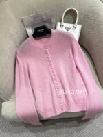 Prada highend cashmere version   24 Early Autumn New Series Heavy Industry Round Neck Basic Edition Autumn and Winter Button Design Knitted Cardigan Coat for Women. Available in multiple colors - Image 5