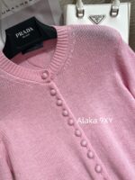 Prada highend cashmere version   24 Early Autumn New Series Heavy Industry Round Neck Basic Edition Autumn and Winter Button Design Knitted Cardigan Coat for Women. Available in multiple colors - Image 6