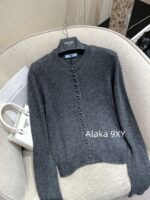 Prada highend cashmere version   24 Early Autumn New Series Heavy Industry Round Neck Basic Edition Autumn and Winter Button Design Knitted Cardigan Coat for Women. Available in multiple colors - Image 10