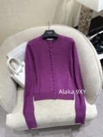 Prada highend cashmere version   24 Early Autumn New Series Heavy Industry Round Neck Basic Edition Autumn and Winter Button Design Knitted Cardigan Coat for Women. Available in multiple colors - Image 17