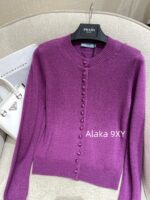 Prada highend cashmere version   24 Early Autumn New Series Heavy Industry Round Neck Basic Edition Autumn and Winter Button Design Knitted Cardigan Coat for Women. Available in multiple colors - Image 18