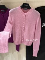 Prada highend cashmere version   24 Early Autumn New Series Heavy Industry Round Neck Basic Edition Autumn and Winter Button Design Knitted Cardigan Coat for Women. Available in multiple colors - Image 24