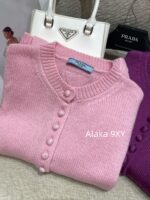 Prada highend cashmere version   24 Early Autumn New Series Heavy Industry Round Neck Basic Edition Autumn and Winter Button Design Knitted Cardigan Coat for Women. Available in multiple colors - Image 25