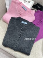 Prada highend cashmere version   24 Early Autumn New Series Heavy Industry Round Neck Basic Edition Autumn and Winter Button Design Knitted Cardigan Coat for Women. Available in multiple colors - Image 27
