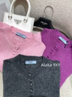Prada highend cashmere version   24 Early Autumn New Series Heavy Industry Round Neck Basic Edition Autumn and Winter Button Design Knitted Cardigan Coat for Women. Available in multiple colors - Image 28