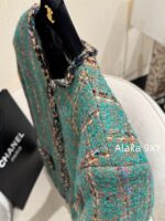 Chanel delivery dust bag  Noble and elegant peacock green woven jacket  High end custom handmade workshop series coarse woolen woven pocket jacket, 100 imported silk lining - Image 20