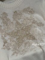 DIOR   D  2024 Early Autumn New Collection _ Heavy Industry Gold Thread Five pointed Star Jacquard Logo Hooded Cashmere SweaterWhite Rich Beauty Elegant Style - Image 4