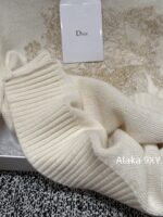 DIOR   D  2024 Early Autumn New Collection _ Heavy Industry Gold Thread Five pointed Star Jacquard Logo Hooded Cashmere SweaterWhite Rich Beauty Elegant Style - Image 9