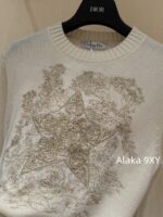 DIOR   D  2024 Early Autumn New Collection _ Heavy Industry Gold Thread Five pointed Star Jacquard Logo Hooded Cashmere SweaterWhite Rich Beauty Elegant Style - Image 14