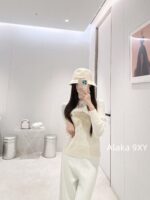 DIOR   D  2024 Early Autumn New Collection _ Heavy Industry Gold Thread Five pointed Star Jacquard Logo Hooded Cashmere SweaterWhite Rich Beauty Elegant Style - Image 22