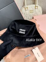 Miumiu gift box packaging/autumn versatile new item24ss heavyduty imported silk velvet material letter logo fisherman hat - Image 7
