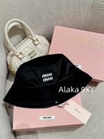 Miumiu gift box packaging/autumn versatile new item24ss heavyduty imported silk velvet material letter logo fisherman hat - Image 11