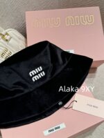 Miumiu gift box packaging/autumn versatile new item24ss heavyduty imported silk velvet material letter logo fisherman hat - Image 12