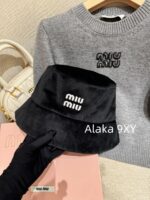 Miumiu gift box packaging/autumn versatile new item24ss heavyduty imported silk velvet material letter logo fisherman hat - Image 20