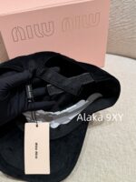Miumiu gift box packaging/autumn versatile new item24ss heavyduty imported silk velvet material letter logo fisherman hat - Image 27