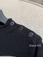 DIOR   24ss Early Autumn New Collection  Butterfly Letter Jacquard Round Neck, Gold Thread Embroidered Logo, Wool Knitted Sweater Available in Black and White - Image 12