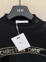 DIOR   24ss Early Autumn New Collection  Butterfly Letter Jacquard Round Neck, Gold Thread Embroidered Logo, Wool Knitted Sweater Available in Black and White - Image 14