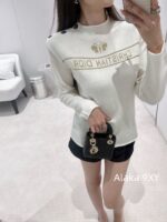 DIOR   24ss Early Autumn New Collection  Butterfly Letter Jacquard Round Neck, Gold Thread Embroidered Logo, Wool Knitted Sweater Available in Black and White - Image 32
