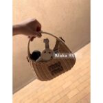 Miumiu Island Vacation Essential   2024 New Series  Heavy Industry Handmade Bamboo Weaving Letter Logo Woven Women's Bag - Image 4