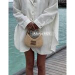 Miumiu Island Vacation Essential   2024 New Series  Heavy Industry Handmade Bamboo Weaving Letter Logo Woven Women's Bag - Image 13