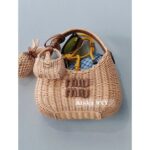 Miumiu Island Vacation Essential   2024 New Series  Heavy Industry Handmade Bamboo Weaving Letter Logo Woven Women's Bag - Image 15