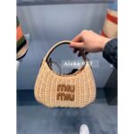 Miumiu Island Vacation Essential   2024 New Series  Heavy Industry Handmade Bamboo Weaving Letter Logo Woven Women's Bag - Image 16