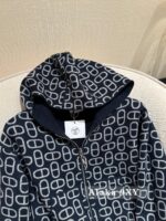 Hermes Early Spring New Collection  Double sided Wool/Cashmere Zipper Jacquard Logo Coat for Women. - Image 9