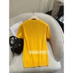 miumiu  2024SS Early Autumn New Collection100 High Quality Cashmere Lemon Yellow Round Neck Jacquard Logo Knitted Cardigan/Short Sleeve Tshirt Women's Cardigan