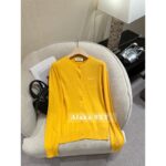miumiu  2024SS Early Autumn New Collection100 High Quality Cashmere Lemon Yellow Round Neck Jacquard Logo Knitted Cardigan/Short Sleeve Tshirt Women's Cardigan - Image 6