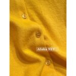 miumiu  2024SS Early Autumn New Collection100 High Quality Cashmere Lemon Yellow Round Neck Jacquard Logo Knitted Cardigan/Short Sleeve Tshirt Women's Cardigan - Image 7