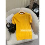 miumiu  2024SS Early Autumn New Collection100 High Quality Cashmere Lemon Yellow Round Neck Jacquard Logo Knitted Cardigan/Short Sleeve Tshirt Women's Cardigan - Image 12