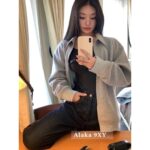 Miumiu24 Early Autumn Fashionable Casual Comfortable Zipper Collar Embroidered Jacket Coat Women/Sports Half Skirt Set Coat