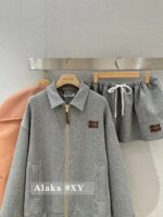 Miumiu24 Early Autumn Fashionable Casual Comfortable Zipper Collar Embroidered Jacket Coat Women/Sports Half Skirt Set Half Skirt - Image 17