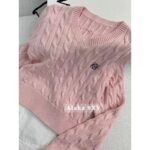 miumiu   24ss new college style simple embroidery Fried Dough Twists jacquard small Vneck pullover knitting women. - Image 6