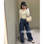 miumiu   24ss new college style simple embroidery Fried Dough Twists jacquard small Vneck pullover knitting women. - Image 13