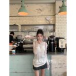 Miumiu High Version) Beautiful Texture Pure Desire Base Shirt White Thin Long SleeveZP Consistent Tencel Cotton Fabric Comfortable and Skin friendly