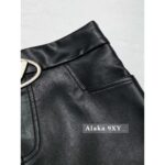 Diesel's self kept hot girls must enter  2024 New Wool Hot Girl Hanging Neck Top/High Waist Metal Logo Leather Skirt for Women, High Waist, Look Thin, Package Hips Half body Skirt Short Aline One Step Skirt