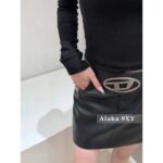 Diesel's self kept hot girls must enter  2024 New Wool Hot Girl Hanging Neck Top/High Waist Metal Logo Leather Skirt for Women, High Waist, Look Thin, Package Hips Half body Skirt Short Aline One Step Skirt - Image 4