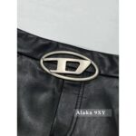 Diesel's self kept hot girls must enter  2024 New Wool Hot Girl Hanging Neck Top/High Waist Metal Logo Leather Skirt for Women, High Waist, Look Thin, Package Hips Half body Skirt Short Aline One Step Skirt - Image 5