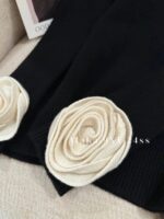 VALENTINO  Elegant and Generous Girl Group Sweater V   2024SS early spring new collection 100 wool series cuffs handmade threedimensional camellia flowers - Image 13