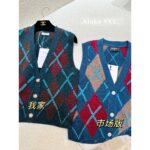 Chanel's "French Retro Street Relaxation" 24A Autumn/Winter New Collection  Women's Vneck Diamond Grid Color blocked Cashmere Sweater. Imported Kashmir cashmere fabric - Image 5