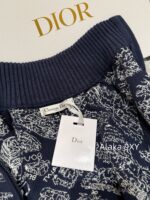 DIOR High Quality 024 AutumnWinter New Collection  Paris map embroidery high neck wool jacquard logo knitted cardigan zipper jacket for women - Image 4