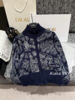 DIOR High Quality 024 AutumnWinter New Collection  Paris map embroidery high neck wool jacquard logo knitted cardigan zipper jacket for women - Image 14