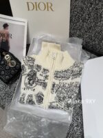 DIOR High Quality 024 AutumnWinter New Collection  Paris map embroidery high neck wool jacquard logo knitted cardigan zipper jacket for women - Image 26