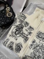 DIOR High Quality 024 AutumnWinter New Collection  Paris map embroidery high neck wool jacquard logo knitted cardigan zipper jacket for women - Image 27